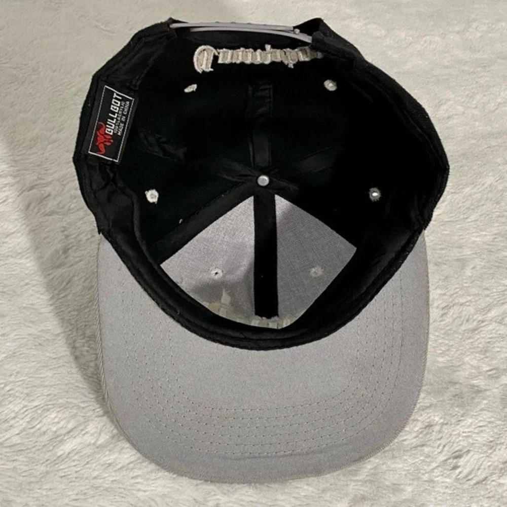 Compton Black Snapback Hat Cap Gray Bill by Bullbot